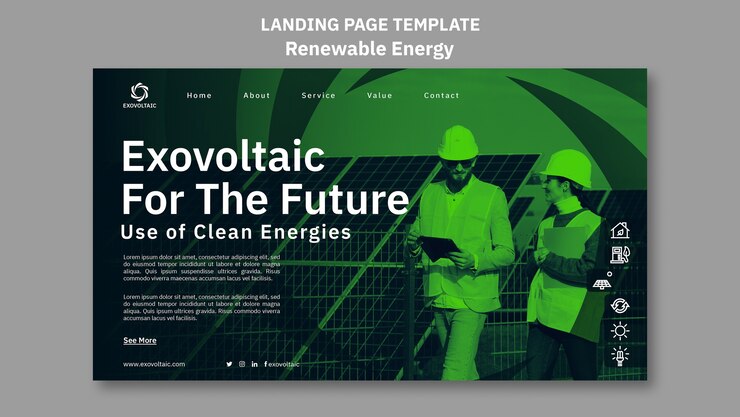 Free PSD flat design renewable energy template