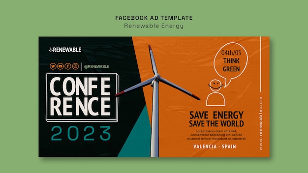 Free PSD flat design renewable energy template