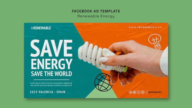 Free PSD flat design renewable energy template