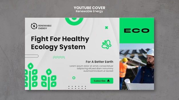 Flat design renewable energy youtube cover