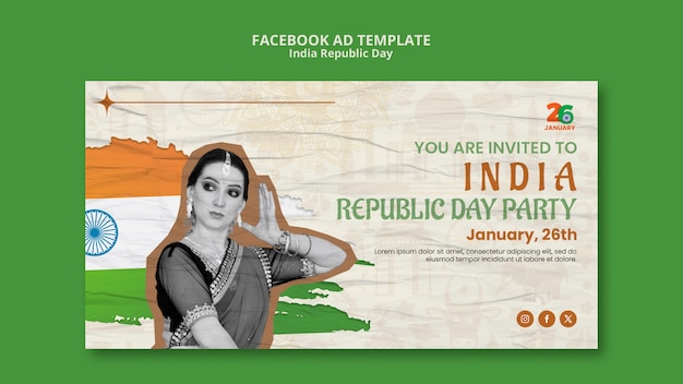 Free PSD flat design republic day celebration facebook template