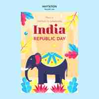 Free PSD flat design republic day celebration invitation template