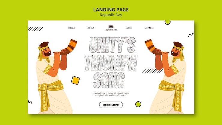 मुफ़्त PSD flat design republic day celebration landing page