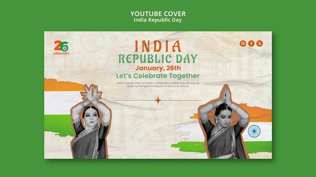 Flat design republic day celebration youtube cover