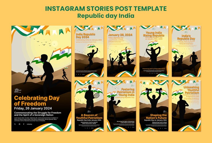 मुफ़्त PSD flat design republic day instagram stories