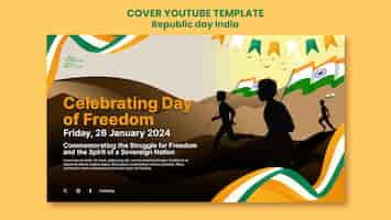 Free PSD flat design republic day youtube cover