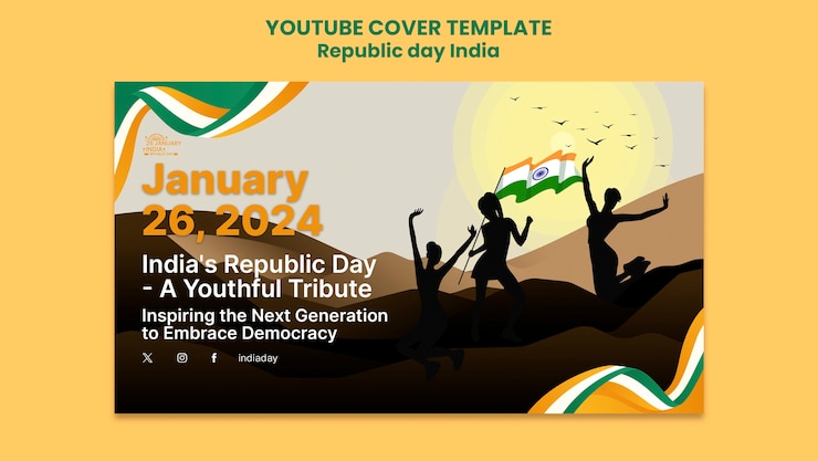 मुफ़्त PSD flat design republic day youtube cover