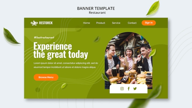 Flat design restaurant banner template