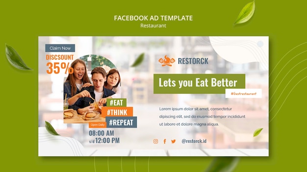 Free PSD flat design restaurant facebook ad template