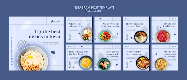 Free PSD flat design restaurant food template