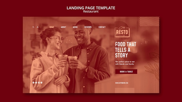 Flat design restaurant landing page template