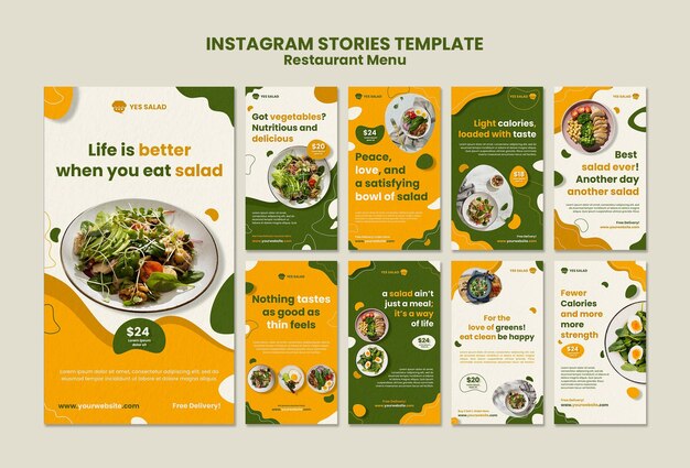 Flat design restaurant menu template