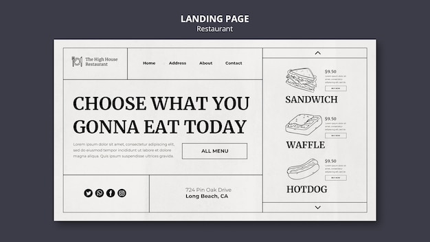 Flat design restaurant template