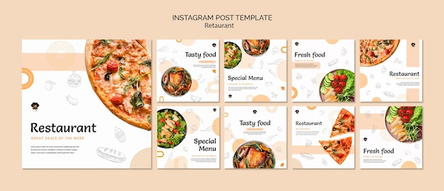 Free PSD flat design restaurant  template