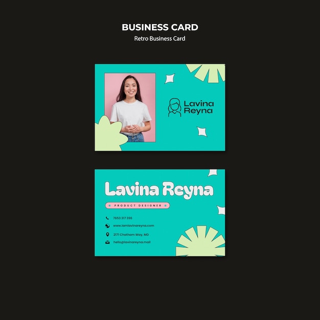 Free PSD flat design retro business card