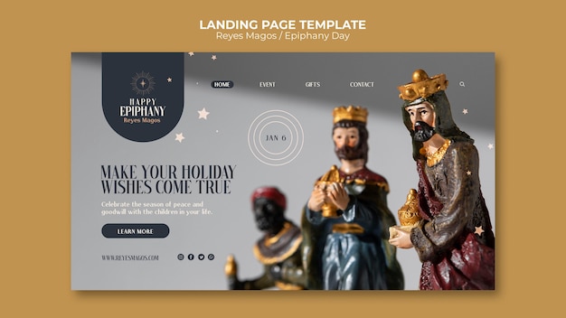 Free PSD flat design reyes magos template