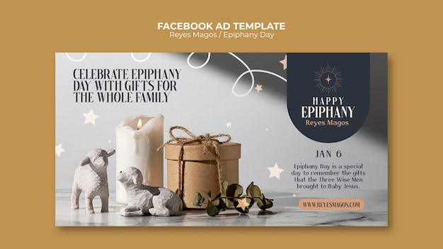 Free PSD flat design reyes magos template