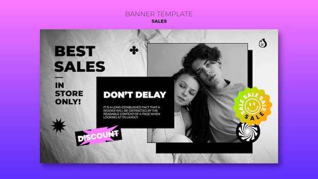 Free PSD flat design of sale banner template