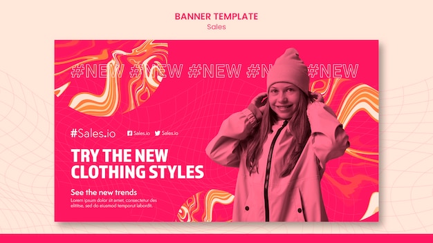 Free PSD flat design of sale banner template