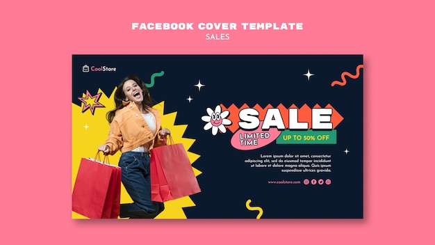 PSD gratuito modello di copertina facebook di vendita design piatto