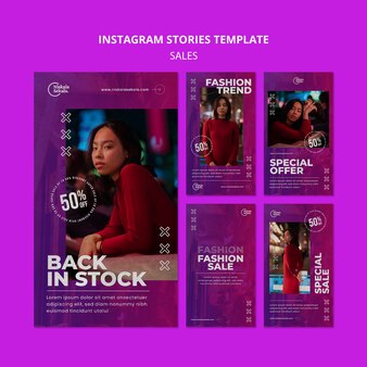 Flat design of sale instagram stories template