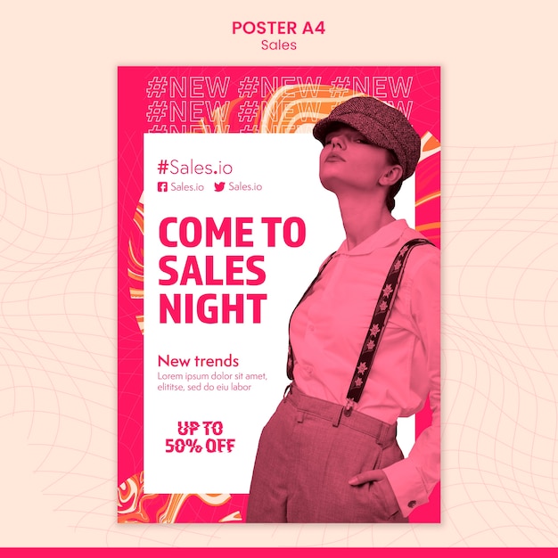 Free PSD flat design of sale poster template