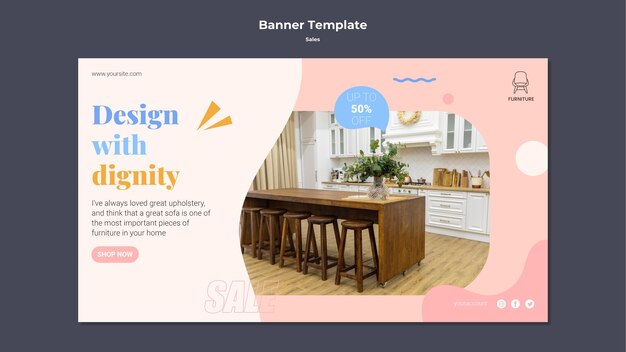 Flat design sale template of banner