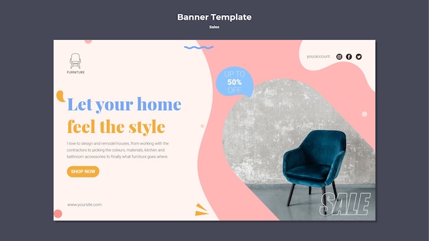 Free PSD flat design sale template of banner