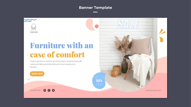 Flat design sale template of banner