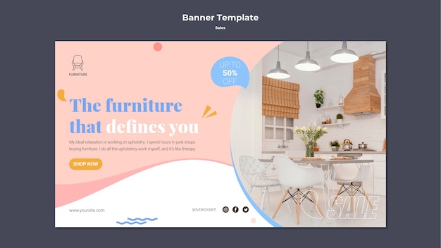 Flat design sale template of banner