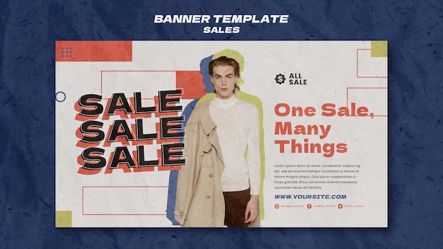 Flat design sale template of banner