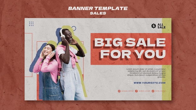 Free PSD flat design sale template of banner