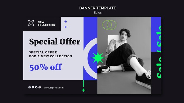 PSD gratuito modello di vendita di design piatto di banner