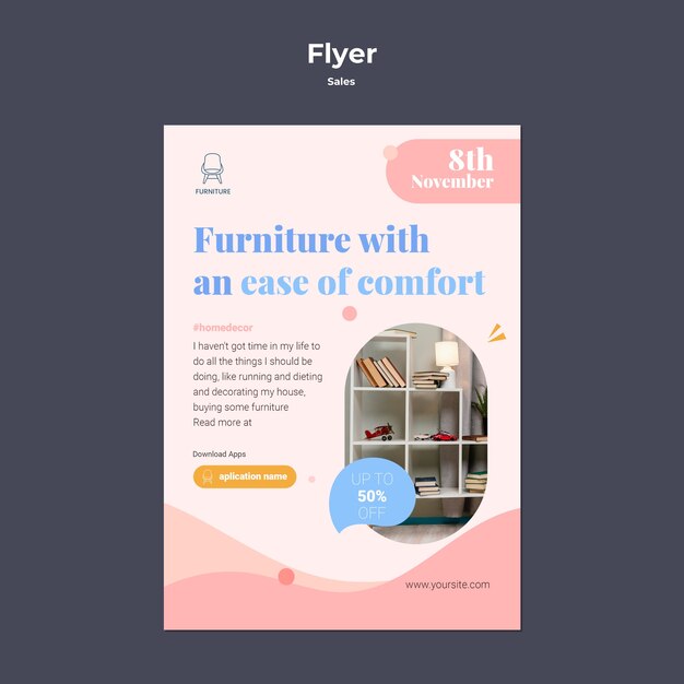 Flat design sale template of flyer