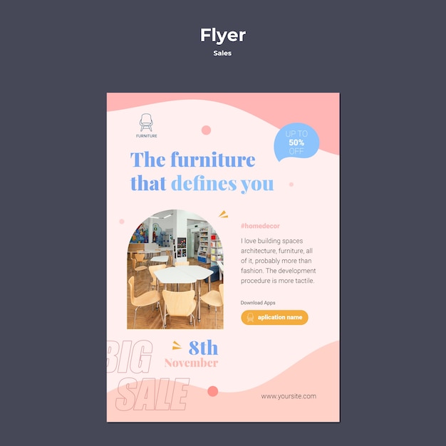 Free PSD flat design sale template of flyer