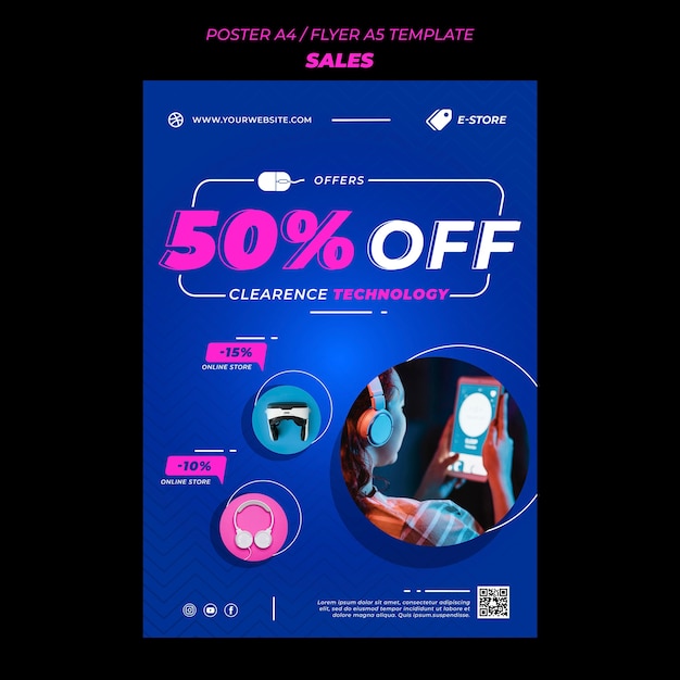 Flat design sale template of flyer