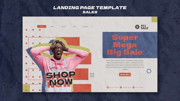 Free PSD flat design sale template of landing page