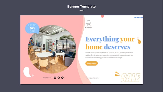 Плоский дизайн продажи шаблона баннера