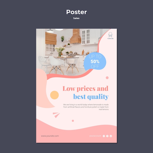 PSD gratuito modello di vendita di design piatto di poster