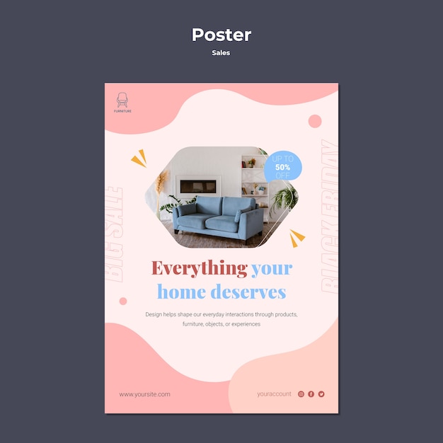 Free PSD flat design sale template of poster