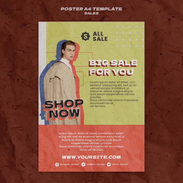 Free PSD flat design sale template of poster