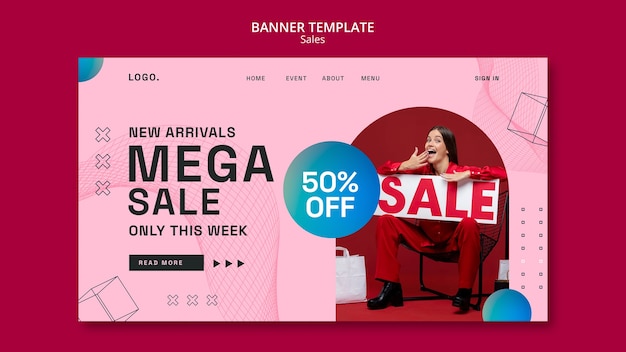 Flat design sale template