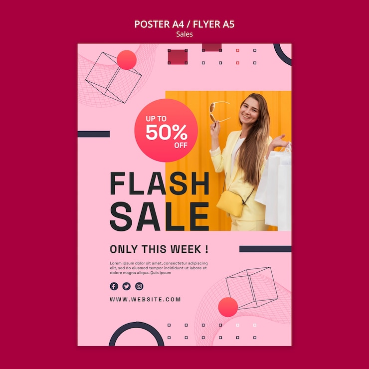 Free PSD flat design sale template