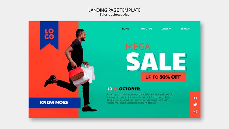 Free PSD flat design  sales business landing page