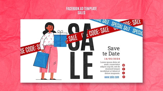 Flat design sales discount facebook template