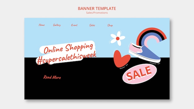 Flat design sales discount landing page template