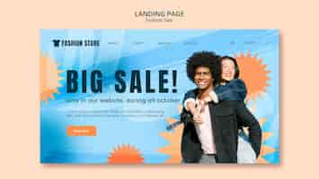 Free PSD flat design sales discount landing page