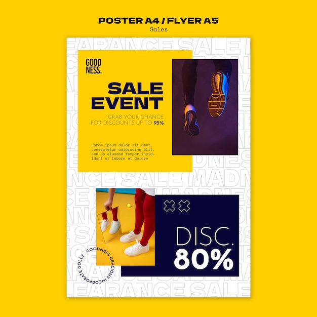 Flat design sales discount poster template