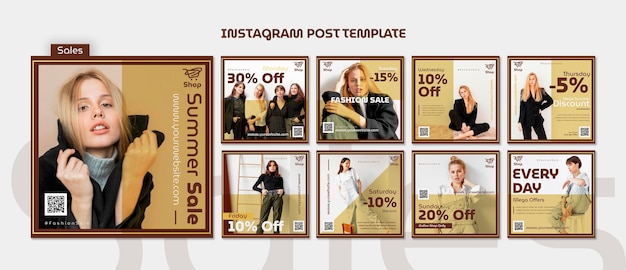 Flat design sales instagram posts