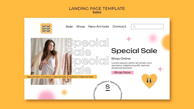 Free PSD flat design sales landing page template